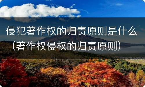 侵犯著作权的归责原则是什么（著作权侵权的归责原则）