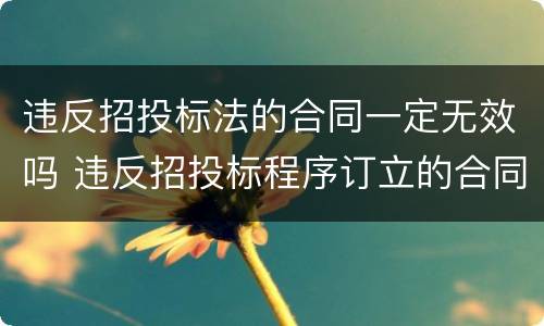 违反招投标法的合同一定无效吗 违反招投标程序订立的合同属于无效合同