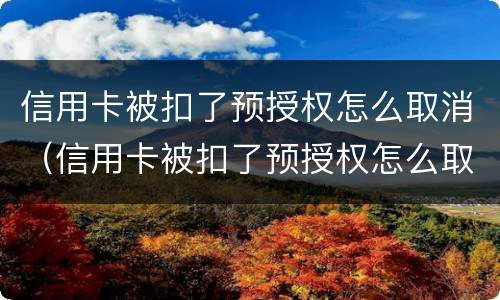 信用卡被扣了预授权怎么取消（信用卡被扣了预授权怎么取消）