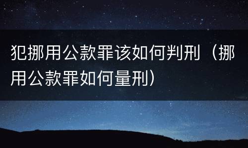 犯挪用公款罪该如何判刑（挪用公款罪如何量刑）