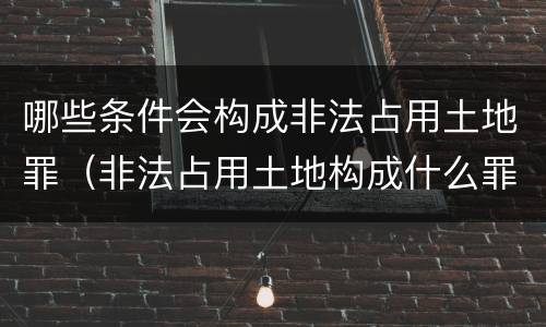 哪些条件会构成非法占用土地罪（非法占用土地构成什么罪）