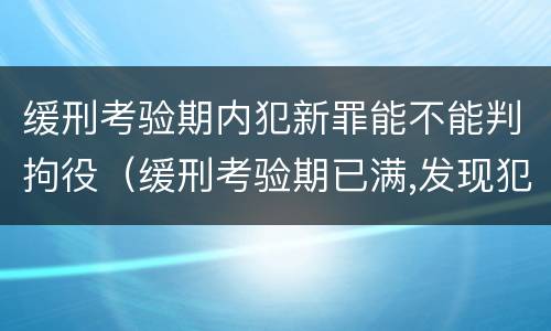 缓刑考验期内犯新罪能不能判拘役（缓刑考验期已满,发现犯新罪）