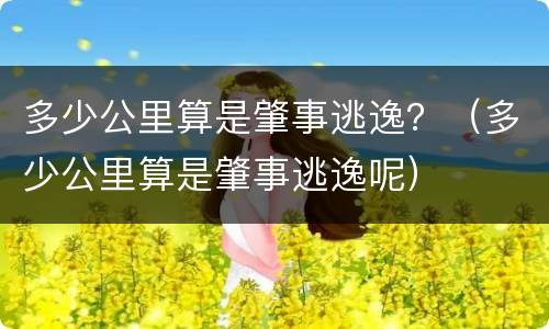 多少公里算是肇事逃逸？（多少公里算是肇事逃逸呢）