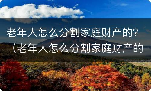 老年人怎么分割家庭财产的？（老年人怎么分割家庭财产的案例）