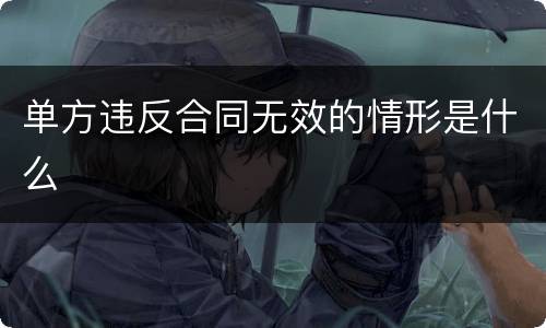 单方违反合同无效的情形是什么