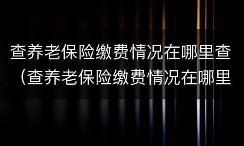 查养老保险缴费情况在哪里查（查养老保险缴费情况在哪里查询）