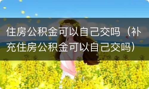 住房公积金可以自己交吗（补充住房公积金可以自己交吗）