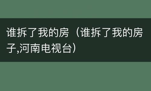 谁拆了我的房（谁拆了我的房子,河南电视台）