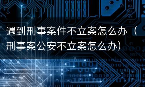遇到刑事案件不立案怎么办（刑事案公安不立案怎么办）