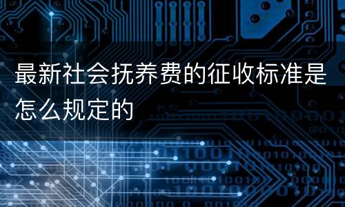 最新社会抚养费的征收标准是怎么规定的
