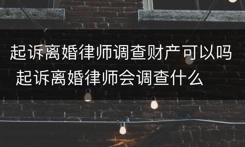 起诉离婚律师调查财产可以吗 起诉离婚律师会调查什么