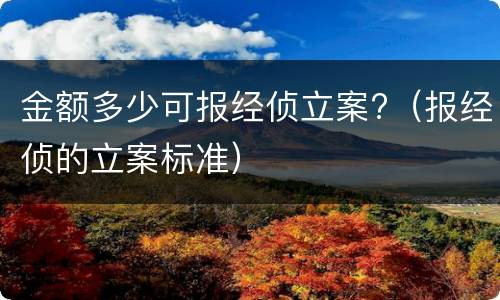 金额多少可报经侦立案?（报经侦的立案标准）