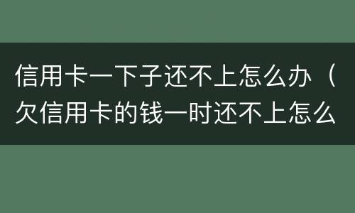 信用卡一下子还不上怎么办（欠信用卡的钱一时还不上怎么办）