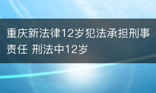 重庆新法律12岁犯法承担刑事责任 刑法中12岁