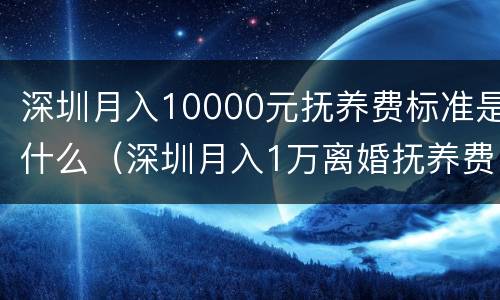 深圳月入10000元抚养费标准是什么（深圳月入1万离婚抚养费标准）