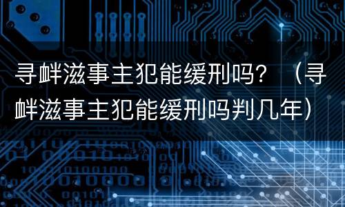 寻衅滋事主犯能缓刑吗？（寻衅滋事主犯能缓刑吗判几年）