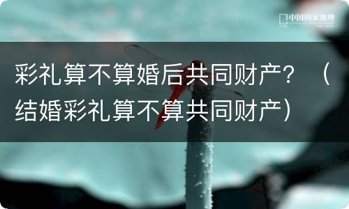 彩礼算不算婚后共同财产？（结婚彩礼算不算共同财产）