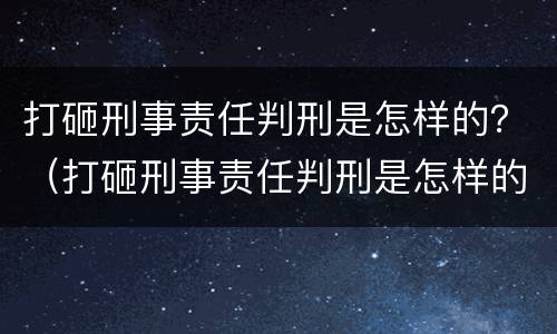 打砸刑事责任判刑是怎样的？（打砸刑事责任判刑是怎样的案件）