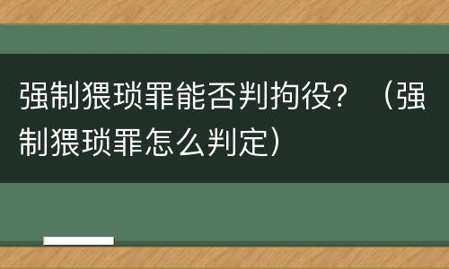 强制猥琐罪能否判拘役？（强制猥琐罪怎么判定）