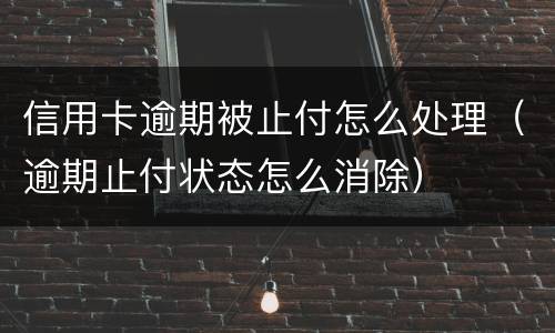 信用卡逾期被止付怎么处理（逾期止付状态怎么消除）