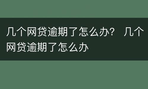 几个网贷逾期了怎么办？ 几个网贷逾期了怎么办