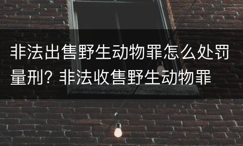 非法出售野生动物罪怎么处罚量刑? 非法收售野生动物罪