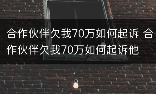 合作伙伴欠我70万如何起诉 合作伙伴欠我70万如何起诉他