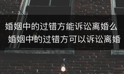 婚姻中的过错方能诉讼离婚么 婚姻中的过错方可以诉讼离婚吗?