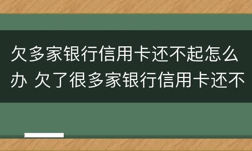 欠多家银行信用卡还不起怎么办 欠了很多家银行信用卡还不上怎么办