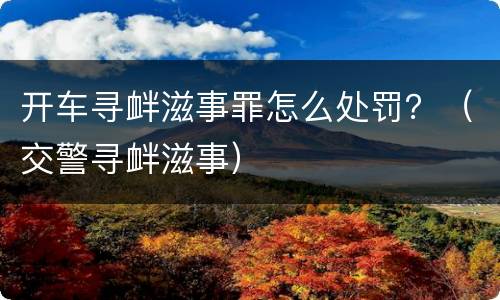 开车寻衅滋事罪怎么处罚？（交警寻衅滋事）