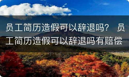 员工简历造假可以辞退吗？ 员工简历造假可以辞退吗有赔偿吗