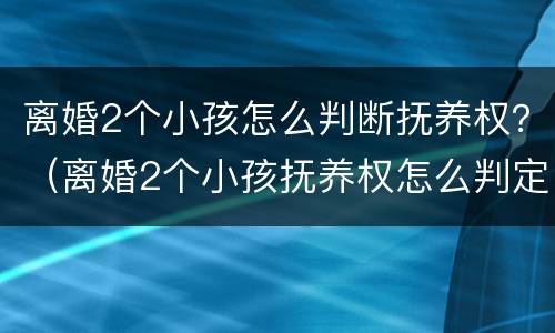 离婚2个小孩怎么判断抚养权？（离婚2个小孩抚养权怎么判定）
