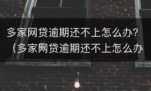 多家网贷逾期还不上怎么办？（多家网贷逾期还不上怎么办算诈骗吗）