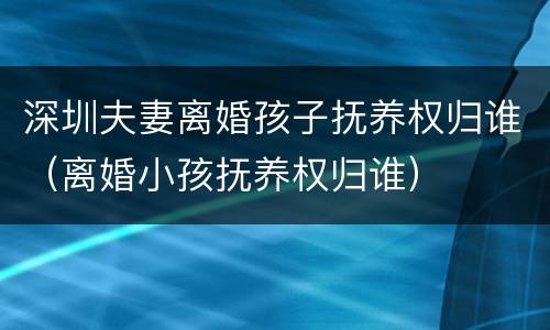 深圳夫妻离婚孩子抚养权归谁（离婚小孩抚养权归谁）