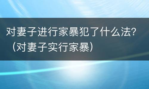 对妻子进行家暴犯了什么法？（对妻子实行家暴）
