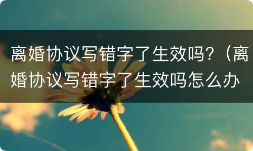 离婚协议写错字了生效吗?（离婚协议写错字了生效吗怎么办）