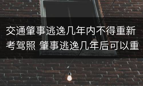 交通肇事逃逸几年内不得重新考驾照 肇事逃逸几年后可以重考驾驶证