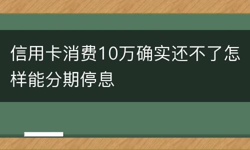 信用卡消费10万确实还不了怎样能分期停息