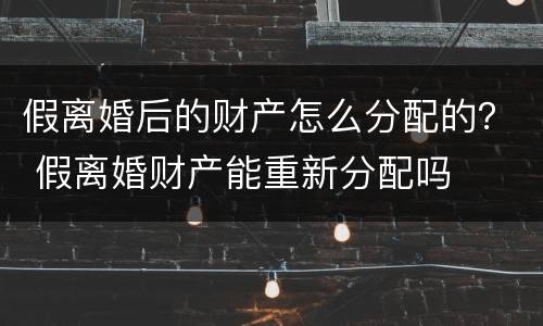 假离婚后的财产怎么分配的？ 假离婚财产能重新分配吗