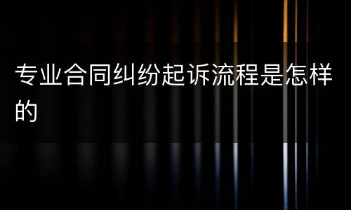 专业合同纠纷起诉流程是怎样的