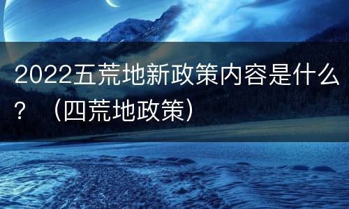 2022五荒地新政策内容是什么？（四荒地政策）