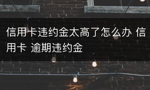 信用卡违约金太高了怎么办 信用卡 逾期违约金