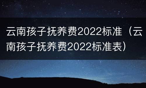 云南孩子抚养费2022标准（云南孩子抚养费2022标准表）