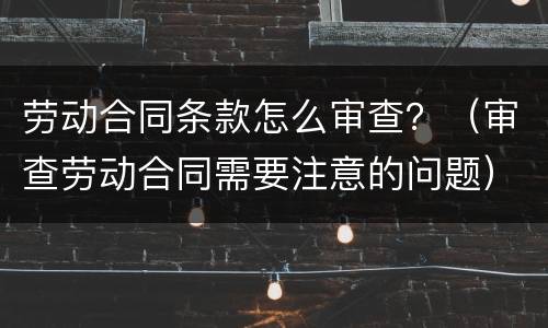 劳动合同条款怎么审查？（审查劳动合同需要注意的问题）