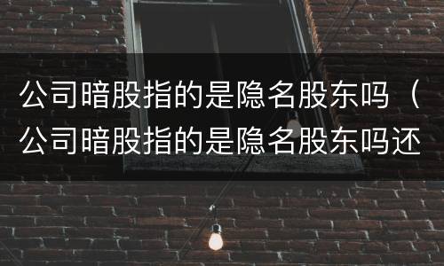 公司暗股指的是隐名股东吗（公司暗股指的是隐名股东吗还是股东）