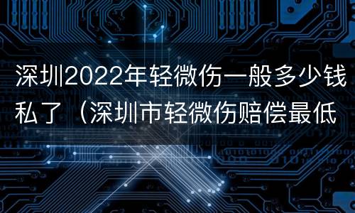 深圳2022年轻微伤一般多少钱私了（深圳市轻微伤赔偿最低是多少）