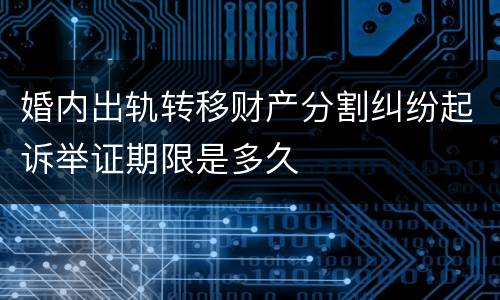 婚内出轨转移财产分割纠纷起诉举证期限是多久