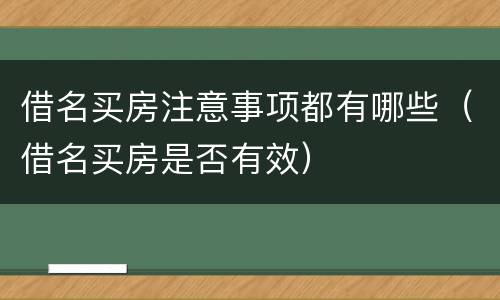 借名买房注意事项都有哪些（借名买房是否有效）