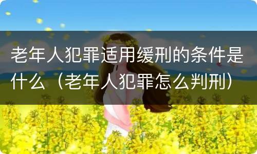 老年人犯罪适用缓刑的条件是什么（老年人犯罪怎么判刑）
