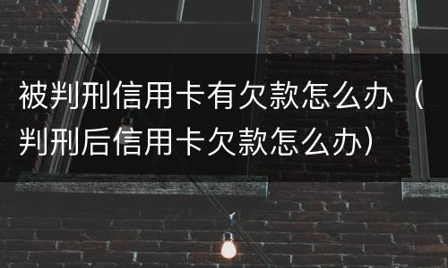 被判刑信用卡有欠款怎么办（判刑后信用卡欠款怎么办）
